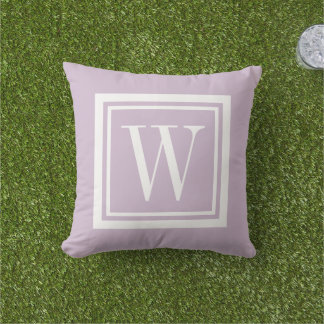 Almofada Lilás Roxo e Branco Monograma Quadrado Clássico