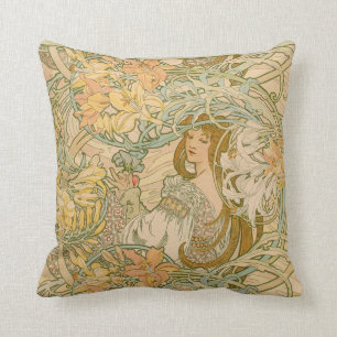 Almofada Lilies Mucha Língua das Flores Art Nouveau