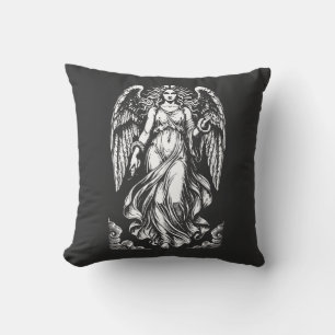 Almofada Lilith Anjo Caído com Vestes Flutuantes e cobra