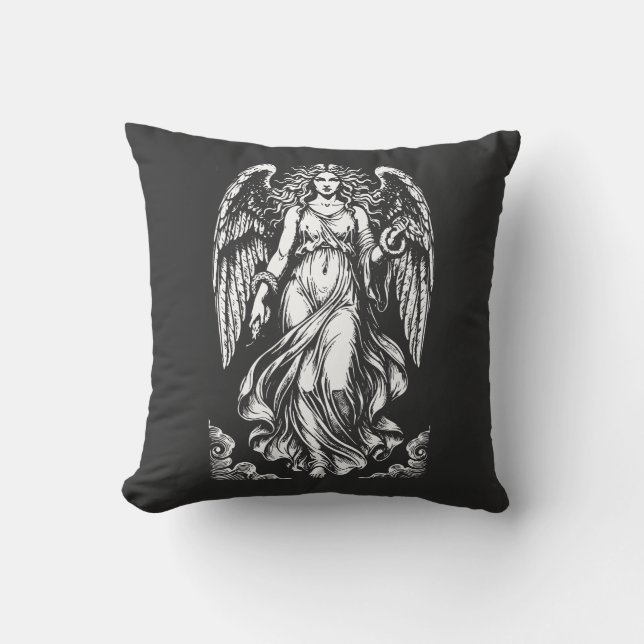 Almofada Lilith Anjo Caído com Vestes Flutuantes e cobra (Frente)