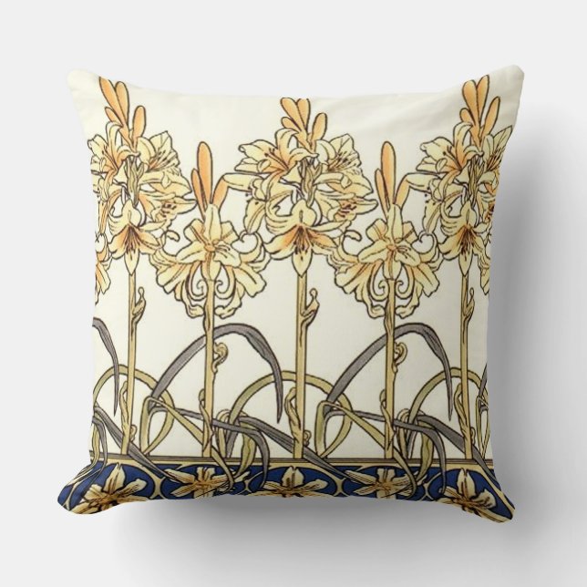 Almofada Lily Border por Alphonse Mucha (Frente)