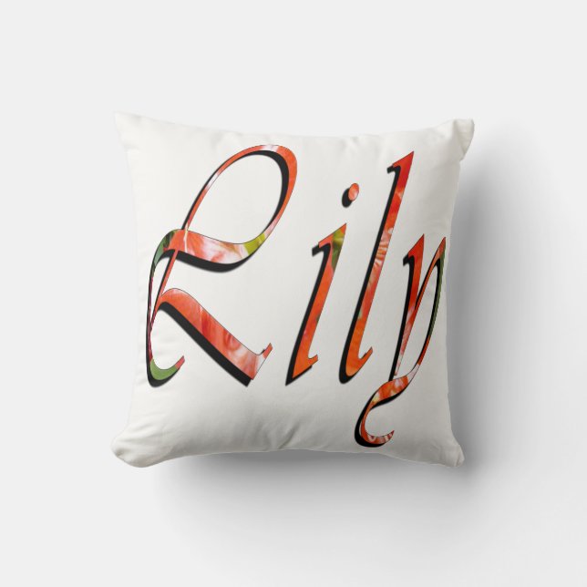 Almofada Lily, Nome, Logotipo, Almoço Branco. (Frente)