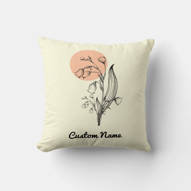 Almofada Lily of the Valley May Birth Month Flower (Frente)