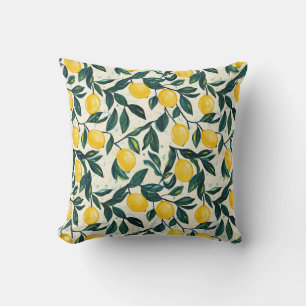 Almofada Limão Amarelo-Brilhante Mediterrâneo Padrão