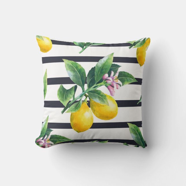 Almofada Limão Branch: Citrus Watercolor Bliss (Frente)
