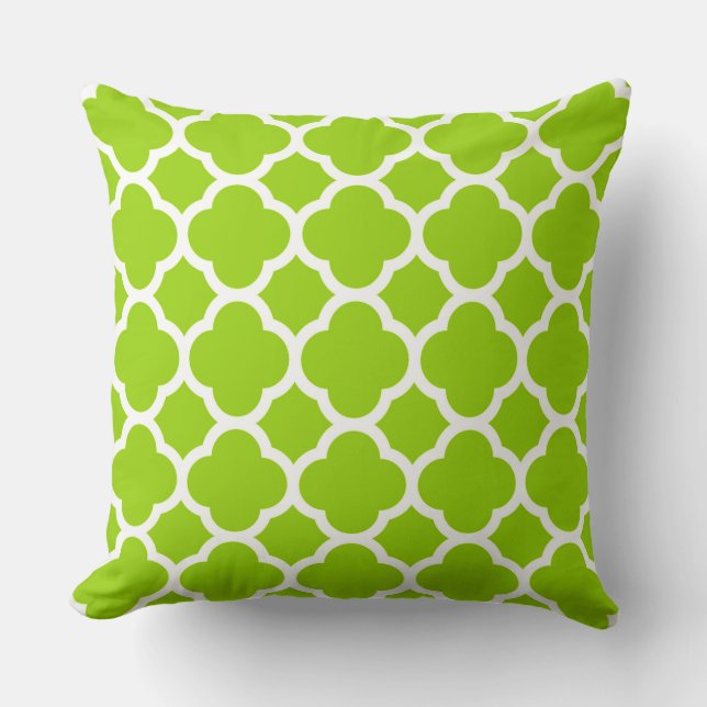 Almofada Limão Citrus Green e White Quatrefoil Padrão (Frente)