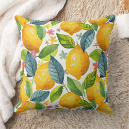 Almofada limão em padrão amarelo