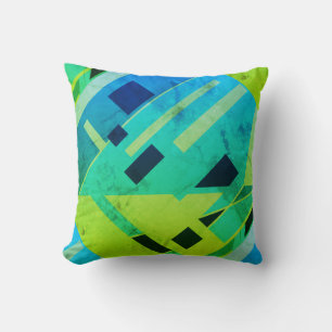 Almofada Limão Mint Verde Marinho Azul Abstrato Inclinado
