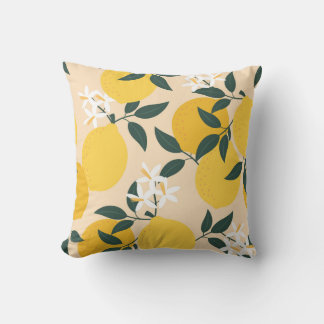 Almofada Limão Vintage: Textura de Fruta sem costura.