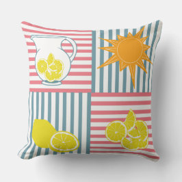 Almofada Limões amarelos claros, sol alaranjado, jardineira