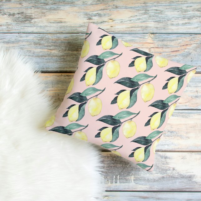 Almofada Limões de Aquarela e Padrões Amarelos Sem Costura (Criador carregado)