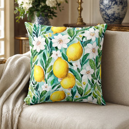 Almofada Limões e Flores Brancas - Decoração Rústica France