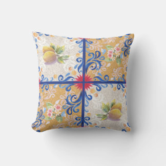 Almofada Limões e Joy_1 Estilo de Azulejos Italianos Tapeça