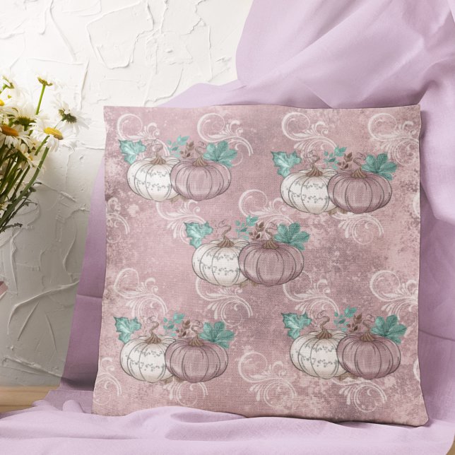 Almofada Linda Abóbora Rosa Glitter Outono (Criador carregado)