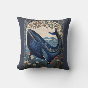 Almofada Linda Baleia Azul William Morris Inspirou