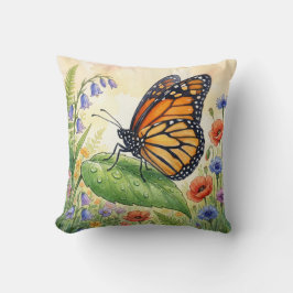 Almofada Linda Borboleta Em Uma Folha Insetos Minúsculos