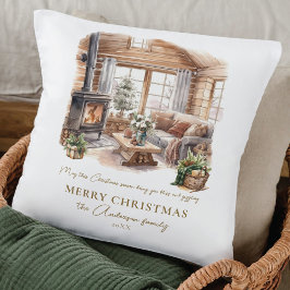 Almofada Linda Casa de Natal Cozy Personalizada