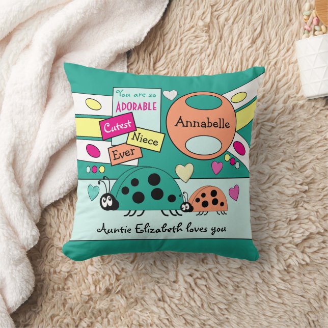 Almofada Linda e bonita sobrinha de cada vez ladybugs verde (Cobertor)