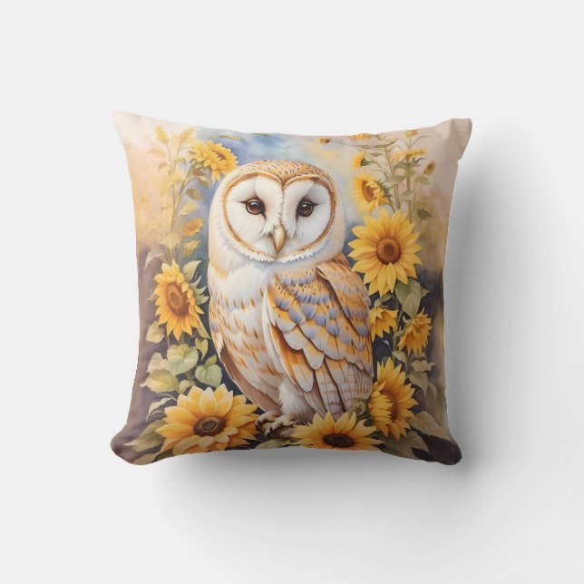 Almofada Linda Fogueira De Celeiro E Girassóis (Frente)