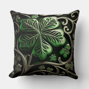 ALMOFADA LINDA INTRICAÇÃO DE SHAMROCKS VERDE IRLANDESES