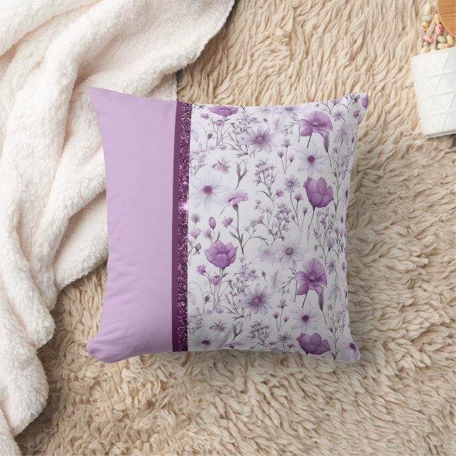 Almofada Linda lavanda e floral rosa (Cobertor)