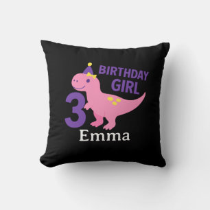 Almofada Linda Menina Dinossauro no Aniversário - Celebraçã