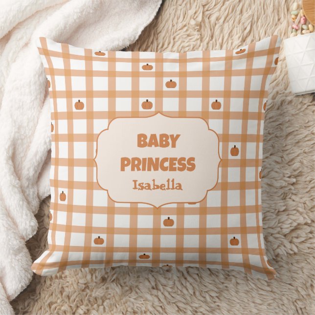 Almofada Linda Princesa Bebê Xadrez Abóbora (Cobertor)