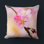 Almofada Linda Sakura Cherry Blossoms<br><div class="desc">Três novas flores sakura, recém-nasceres - cereja japonesa floresce em um galho fino contra o impressionante fundo rosa. Jardim de cereja no pico de Hanami - assistindo sakura - estação. Uma pintura digital de uma fotografia. Um travesseiro decorativo quadrado festivo e colorido para qualquer um. Personalizável. Você pode mudar a...</div>