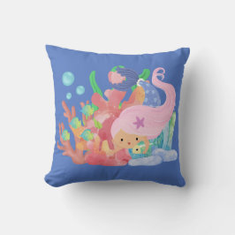 Almofada Linda sereia-do-cabelo-rosa brincando abraçando um