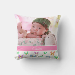 Almofada Lindas Borboletas de Aquarela/Foto Personalizada
