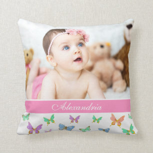 Almofada Lindas Borboletas de Aquarela/Foto Personalizada