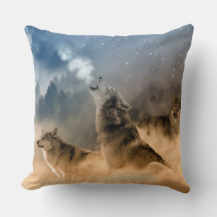 Almofada Lindas Estrelas Fogggy Noite Wolfs Howl