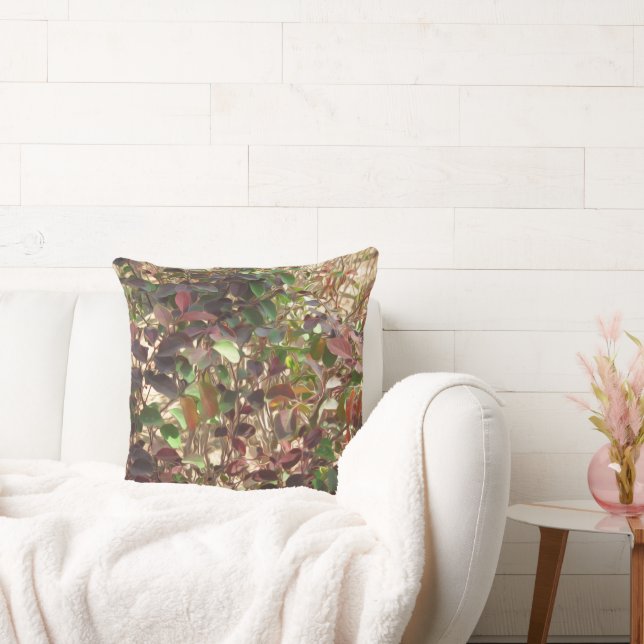 Almofada Lindas Folhas Vermelhas Pintadas (Sofá)