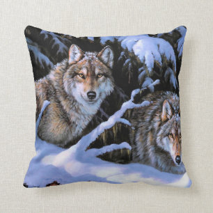 Almofada Lindas pinturas de dois lobos