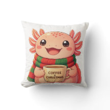 Lindo Axolotl Bebendo Café Natal Acento