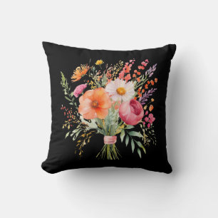 Almofada Lindo Buquê Floral de Flores Amarradas à Mão