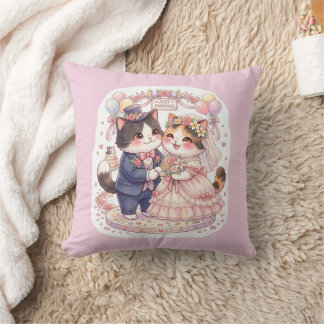 Almofada Lindo Casamento de Gatos Kawaii Recém-Casados Al