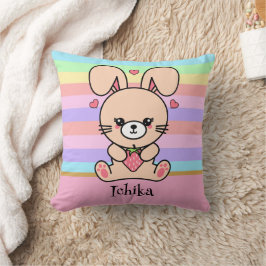 Almofada Lindo Coelho Kawaii Pastel Listrado