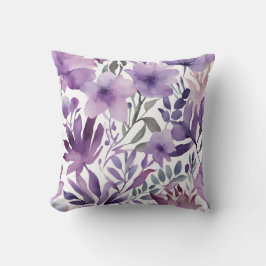Almofada Lindo Desenho Floral Roxo em Aquarela