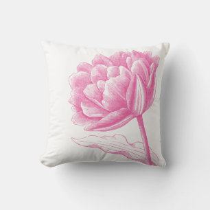 Almofada Lindo Ilustração Floral Rosa Vintage