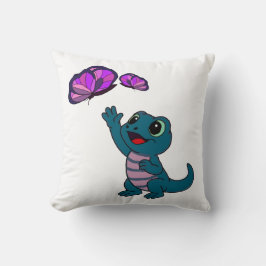 Almofada Lindo Lagarto de Desenho Animado Azul Claro Alcanç
