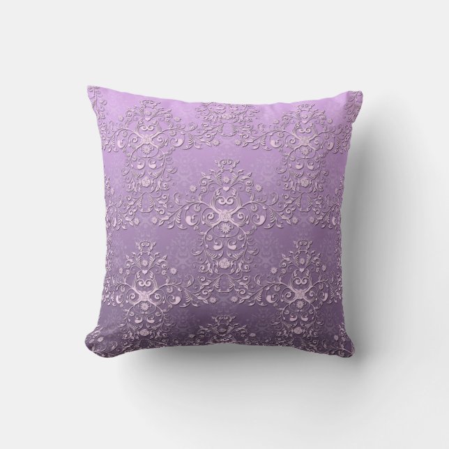 Almofada Lindo Lavanda e Roxo Tonalidade Dupla Damasco (Frente)