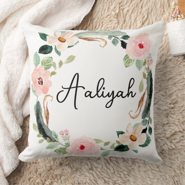 Almofada Lindo nome Floral Wreath Monograma (Cobertor)