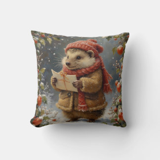Almofada Lindo ouriço de Natal em estilo vintage