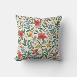 Almofada Lindo, Padrão de Flores e Folhas Vermelhas Amarela