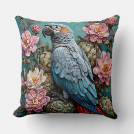 Almofada Lindo pássaro cacatua na inspirada natureza floral