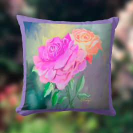 Almofada Lindo Travesseiro de Lançar com Pintura de Rosas 
