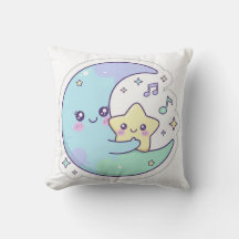 Lindo Travesseiro de Lua e Estrela Kawaii para Ber