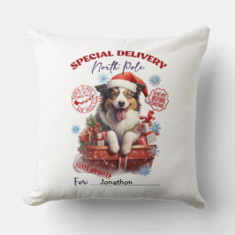 Almofada Lindo Travesseiro de Natal com Border Collie