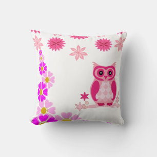 Almofada Lindo Travesseiro Decorativo Cor-de-Rosa de Coruja